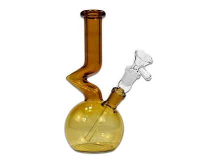 M-bong Cik-Cak|↕300mm|Ø20mm|SG14>14mm|hrúbka skla 4mm|Jantárový-Sklenený